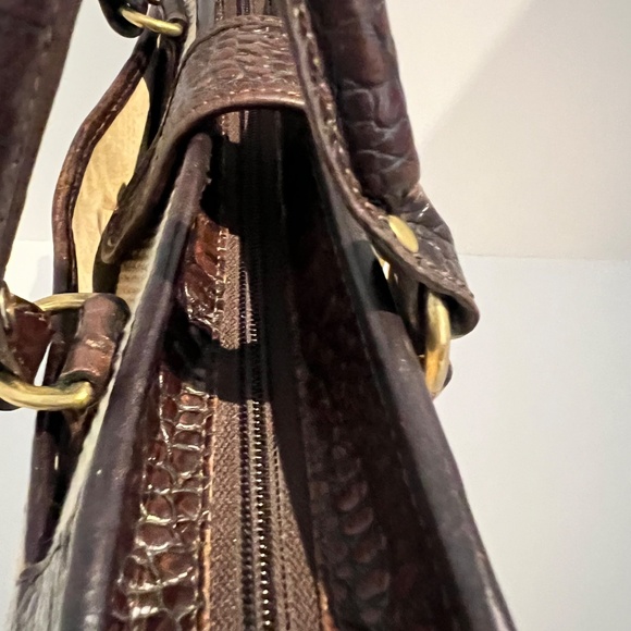 BRAHMIN Harbour Collection Doctor Bag Satchel Brown Burlap/Woven Leather - Picture 11 of 16